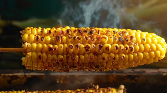 Mouth-watering grilled corn with charred kernels and tantalizing aroma.