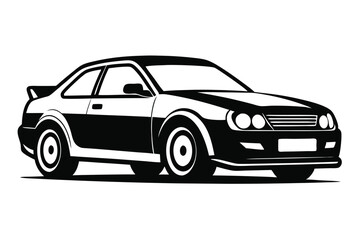 Black and white sporty coupe car shows streamlined design and powerful presence on the road