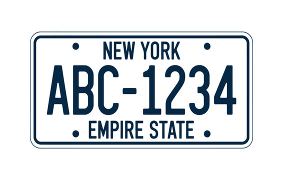 Generic license plate with "New York" and "Empire State" text