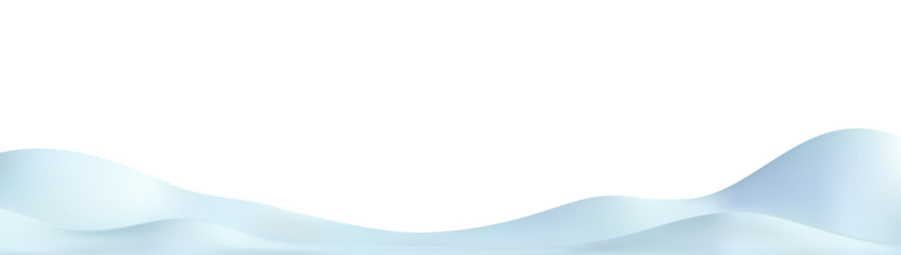 3d snow ground background. Snowy hill, wavy snowdrift png, winter podium, white mountain border. Vector element illustration for poster, winter greeting card