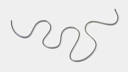 3d chrome metal squiggle. Abstract shape element with effect silver gradient. Liquid 3d line, steel curve figure, glossy tube wave. Tech futuristic ribbon. Vector illustration