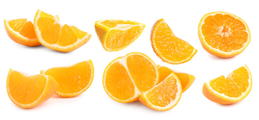 Set of tangerines isolated on white. Citrus fruit
