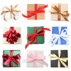 Set of gift boxes isolated on white
