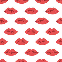 Red Lip Seamless Pattern for Valentine and Beauty Design