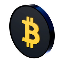 Obraz premium Modern gold Bitcoin symbol shining brightly, ideal for blockchain technology and cryptocurrency concepts, invest in digital assets, build your crypto portfolio today