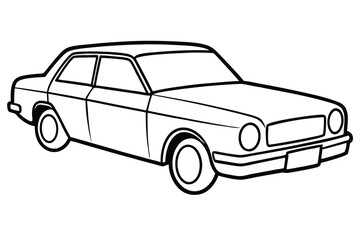 Classic outline of a vintage twodoor sedan displays retro automotive styling and design