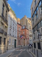 Narrow Parisian streets with classic European buildings