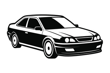 Obraz premium Elegant black and white car displays sleek lines on a simple background