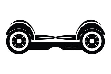 Isolated black hoverboard exhibits sleek lines, balanced design, and ready for innovative transportation experiences