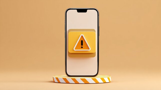 Mobile Device Displays Warning for Fake Bank Application in a Neutral Environment Indicating Phishing Risks