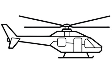 Line drawing shows a helicopter with main rotor and tail rotor in simple detail