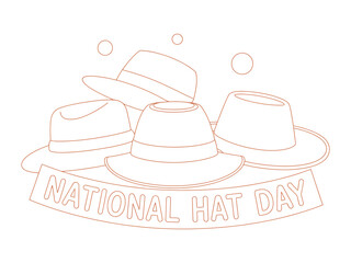 Four hats are depicted with the text "NATIONAL HAT DAY" on a banner below them.
