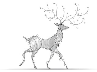 Deer one line art on a white background