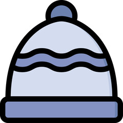 Light Blue Winter Beanie Hat With Blue Stripes And Pom Pom Isolated On Transparent Background