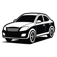 Monochrome sedan showcases a strong silhouette, emphasizing automotive modernity and clean lines