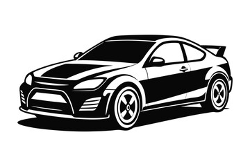 Monochrome sports car stands out with its sleek contours and dynamic design