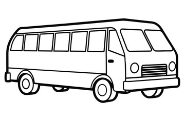 Outline style bus has six visible windows and is ready to be colored