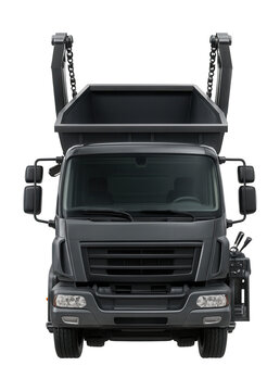 Self-loading skip truck featuring side controls and lifting hooks.