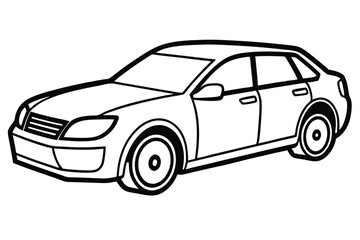 Outlined Sedan Car Provides a Clear Silhouette Against White for Customizable Designs