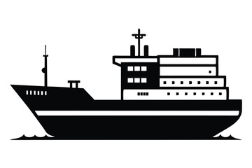 Obraz premium Side view showcases a bold black ferry boat afloat the ocean water graphic