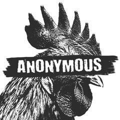 Grayscale Detailed Rooster Illustration Anonymous Text Graphic Element Design