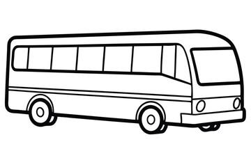 Simple bus line art presents a vehicle with several windows in plain view