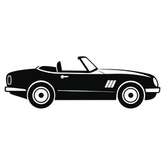 Sleek black cabriolet showcases classic automotive styling in the silhouette view, a timeless roadster