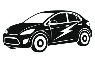 Sleek black car shows off a stylish lightning bolt in profile view