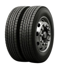 Obraz premium Dual bus wheel featuring noticeable nuts and a textured tire design.