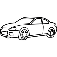 Streamlined coupe presents a bold black outline, suggesting movement and automotive elegance