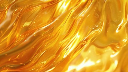 A close-up shot of molten gold or brass flowing in a crucible with reflections on the surface. - Powered by Adobe