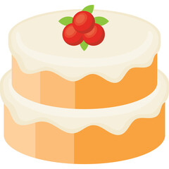 Two Tiered Orange Cake With White Icing And Red Berry Topping Isolated On Transparent Background