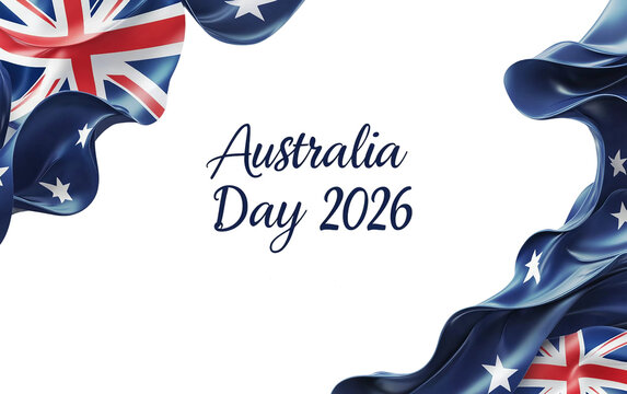 Elegant contemporary Australia Day 2026 banner showcasing simple creative national celebration elements isolated on transparent background PNG