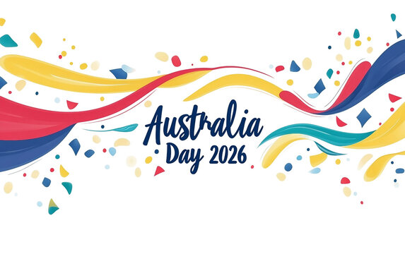 Contemporary Australia Day banner showcasing clean artistic layout with refined national celebration elements isolated on transparent background PNG - Powered by Adobe