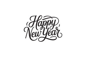 Happy New Year Decorative Black Vector Typography Design