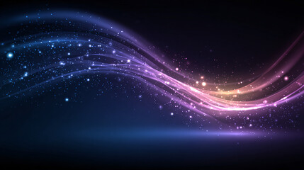 Fototapeta premium Abstract glowing light streaks with sparkling particles creating a magical and ethereal atmosphere for digital concepts.