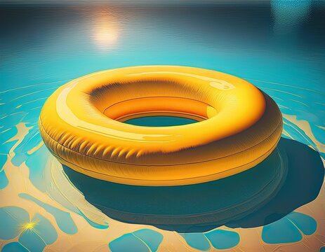 inflatable yellow pool float designed for summer fun and relaxation in water perfect for pools and beaches