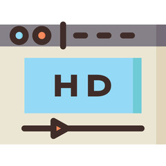 High Definition Video Player Interface with Playback Controls and HD Symbol