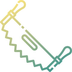 Hand Saw Tool Icon Outline With Gradient Colors On Transparent Background