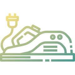 Household Electric Iron Appliance with Power Cord and Plug for Clothes Pressing and Smoothing Clean Design with Gradient Colors on Transparent Background