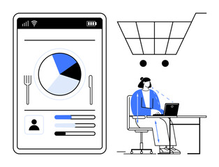 Data analytics concept. Data visualization with charts, user engagement, and online shopping . Data for e-commerce decisions and strategy. For retail, technology, apps, business marketing