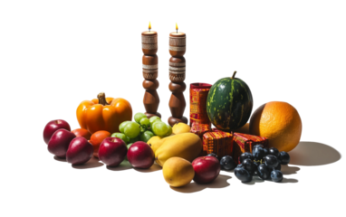 Stylish Kwanzaa centerpiece emphasizing cultural celebration, ceremonial lighting, and holiday spirit isolated on transparent background PNG