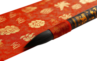 Traditional Chinese New Year calligraphy highlighting cultural heritage and festive holiday artistry isolated on transparent background PNG