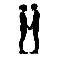 Romantic silhouette of a young couple holding hands, a tender moment symbolizing love, connection, and partnership, perfect for Valentine's Day or relationship themes