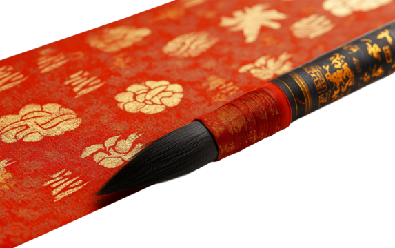 Traditional Chinese New Year calligraphy highlighting cultural heritage and festive holiday artistry isolated on transparent background PNG