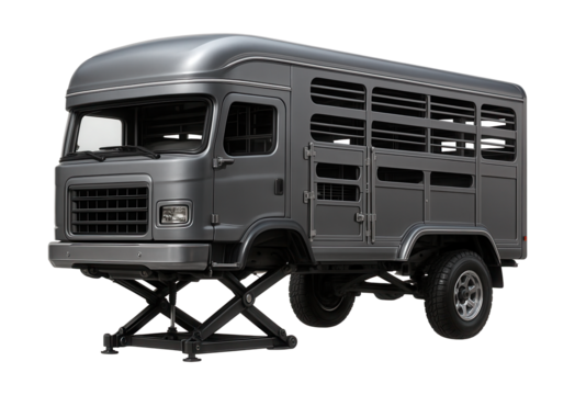 Adjustable-height multi-species animal transport vehicle.