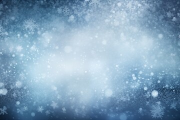 Fototapeta premium The snowy wooden desk on winter background with snowflakes, AI generated image
