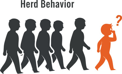 Herd behavior illustration showing conformity concept