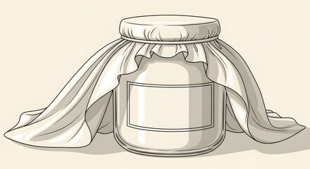 Supplement Beauty ,Collagen, Glass jar covered with cloth, package mockup design, vintage sty