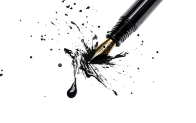 Leaking pen prank captured in macro detail emphasizing humor, realism, and artistic stationery imagery isolated on transparent background PNG